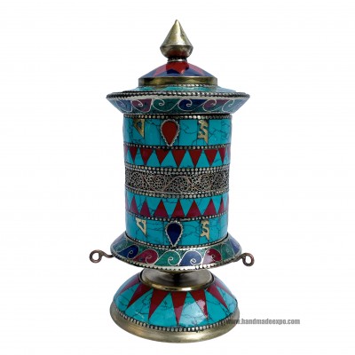 Table Prayer Wheel, With Mantra Inside, [stone Setting]