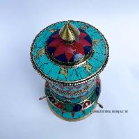 Table Prayer Wheel, With Mantra Inside, [stone Setting]