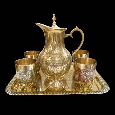 Water Serving Set With Jug, Square [serving Tray] And [five Glasses]