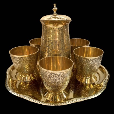 Water Serving Set With Jug,round [serving Tray] And [five Glasses]
