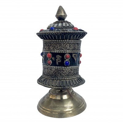 Table Prayer Wheel, With Mantra Inside, [stone Setting]