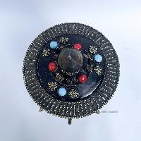 Table Prayer Wheel, With Mantra Inside, [double Vajra, Stone Setting]