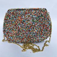 Nepali Handmade Big Ladies Bag With [stone Setting], [metal], [multi Color]