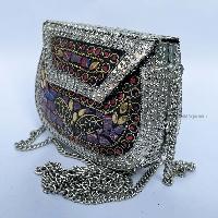 Nepali Handmade Small Ladies Bag With [stone Setting], [metal], [multi Color]