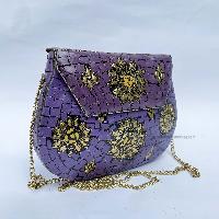 Nepali Handmade Big Ladies Bag With [stone Setting], [metal], [purple Color]