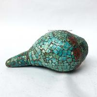 Conch Shell With Om Mani Padme Hum, [green And Red Color]