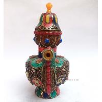 Tibetan Bhumpa- Bhumba Tea Pot, Multi Color, With Stone Setting