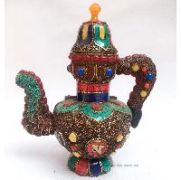 Tibetan Bhumpa- Bhumba Tea Pot, Multi Color, With Stone Setting