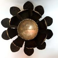 Hand Beaten Metal Dhakya Cup With Lotus Flower Design, [chocolate Oxidized]