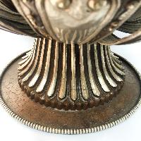 Hand Beaten Metal Dhakya Cup With Lotus Flower Design, [chocolate Oxidized]