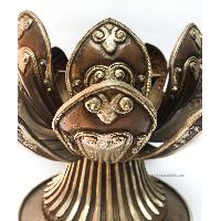 Hand Beaten Metal Dhakya Cup With Lotus Flower Design, [chocolate Oxidized]