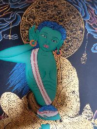 Thangka Painting Of Milarepa With Manjushri And Vajrapani At The Bottom