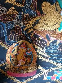 Thangka Painting Of Milarepa With Manjushri And Vajrapani At The Bottom