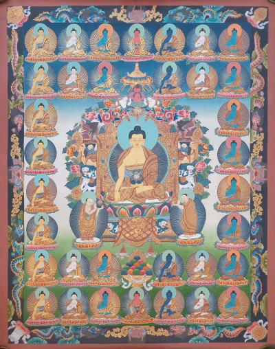 Thangka Painting Of 35 Buddhas