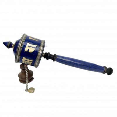 Brass Hand Held With Mantra Prayer Wheel, [blue Color]