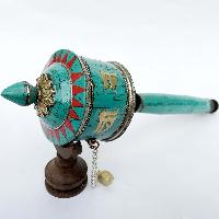 Brass Hand Held With Mantra Prayer Wheel, [blue Color]