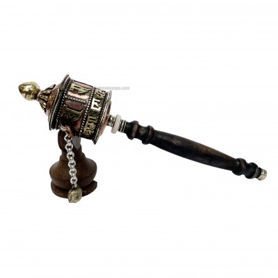 Brass Hand Held With Mantra Prayer Wheel