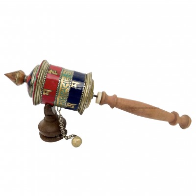Brass Hand Held Prayer Wheel, [red And Black Color]