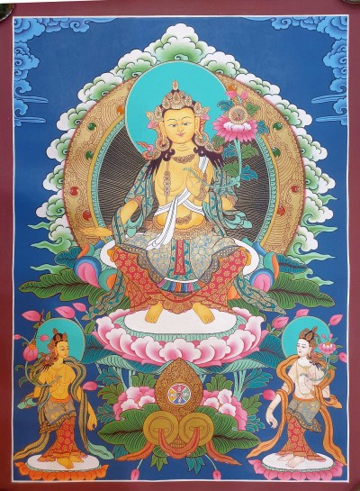 Thangka Painting Of Maitreya Buddha, [real Gold]