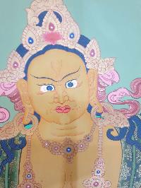 Thangka Painting Of Yellow Jambhala, [real Gold]