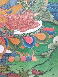 Thangka Painting Of Yellow Jambhala, [real Gold]