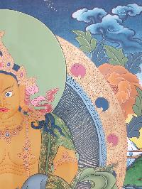 Thangka Painting Of Yellow Jambhala, [real Gold]