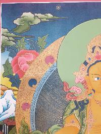 Thangka Painting Of Yellow Jambhala, [real Gold]