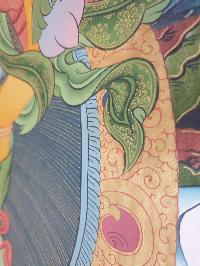 Thangka Painting Of Yellow Jambhala, [real Gold]
