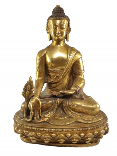 [old Stock] Buddhist Statue Of Medicine Buddha, [full Gold Plated], Without Offering Bowl