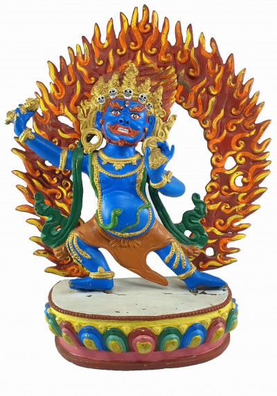 Buddhist Statue Of Vajrapani [chana Dorje], Traditional Color Finishing With [painted Face]