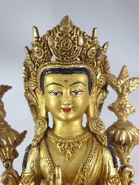 Buddhist Statue Of Maitreya Buddha, [full Gold Plated] And [painted Face]