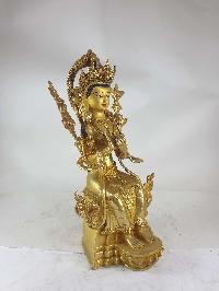 Buddhist Statue Of Maitreya Buddha, [full Gold Plated] And [painted Face]
