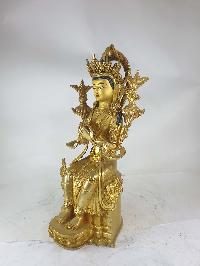 Buddhist Statue Of Maitreya Buddha, [full Gold Plated] And [painted Face]