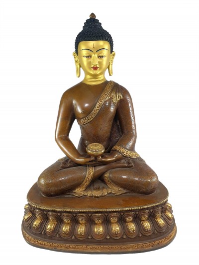 Buddhist Statue Of Amitabha Buddha [partly Gold Plated], [painted Face]