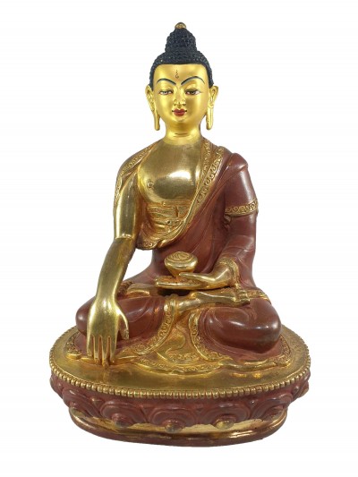 Buddhist Statue Of Shakyamuni Buddha [partly Gold Plated], [painted Face]
