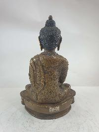 Buddhist Statue Of Shakyamuni Buddha [chocolate Oxidized], [painted Face]