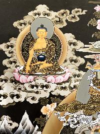 Thangka Painting Of Yellow Jambhala, Lamas Art, [24 Carat Gold], Modern Color