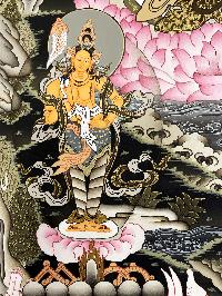 Thangka Painting Of Padmasambhava,lamas Art, [24 Carat Gold], Modern Color