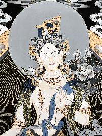 Thangka Painting Of White Tara, Lamas Art, [24 Carat Gold], Modern Color
