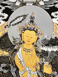 Thangka Painting Of Manjushri, Lamas Art, [24 Carat Gold], Modern Color