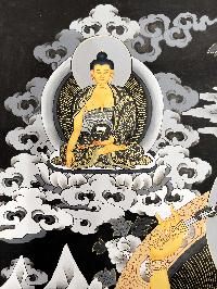 Thangka Painting Of Manjushri, Lamas Art, [24 Carat Gold], Modern Color