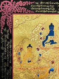 Thangka Painting Of Manjushri, Lamas Art [24 Carat Gold Full Gold]
