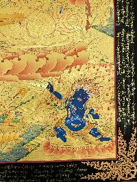 Thangka Painting Of Manjushri, Lamas Art [24 Carat Gold Full Gold]