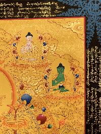 Thangka Painting Of Manjushri, Lamas Art [24 Carat Gold Full Gold]