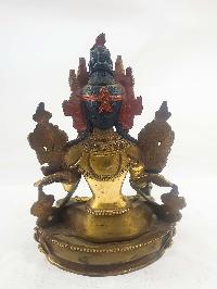 Buddhist Statues Of White Tara, [partly Gold Plated], [painted Face]