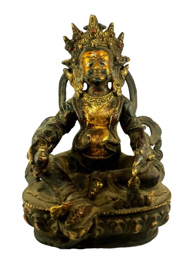 Buddhist Statue Of Jambhala, [partly Gold Plated], [painted Face]