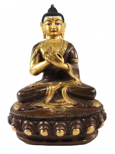 Buddhist Statue Of Vairochana Buddha, [partly Gold Plated], [painted Face]