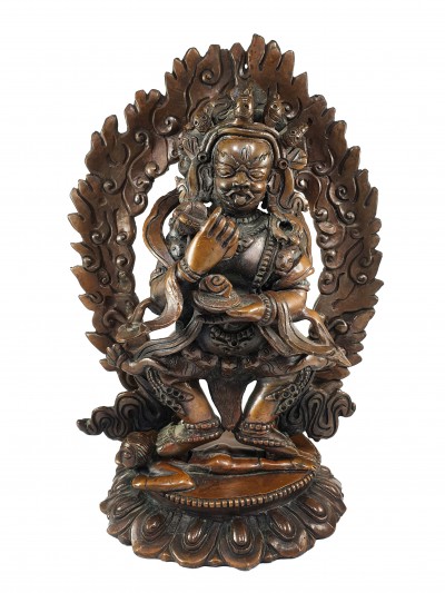Buddhist Statue Of Mahakala 2 Arms, [chocolate Oxidized]