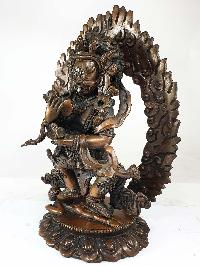 Buddhist Statue Of Mahakala 2 Arms, [chocolate Oxidized]
