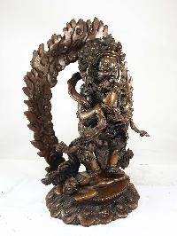 Buddhist Statue Of Mahakala 2 Arms, [chocolate Oxidized]